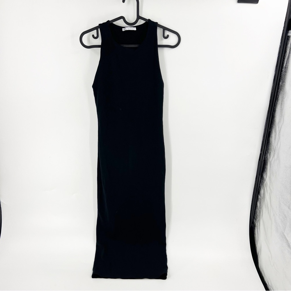 ✅ ZARA HIGH NECK MIDI T-SHIRT DRESS‎ BLACK SIZE MEDIUM